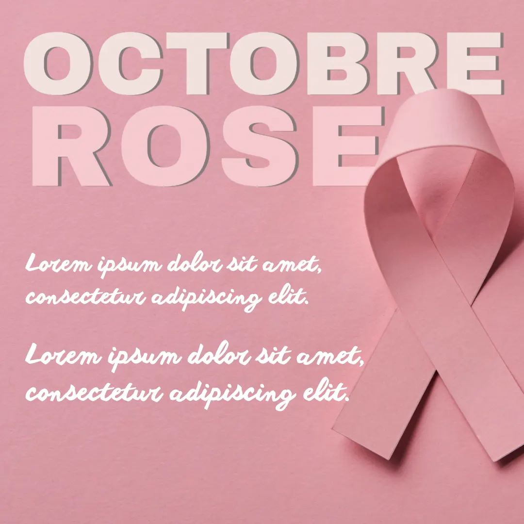 Post carré octobre rose avec ruban de soie rose